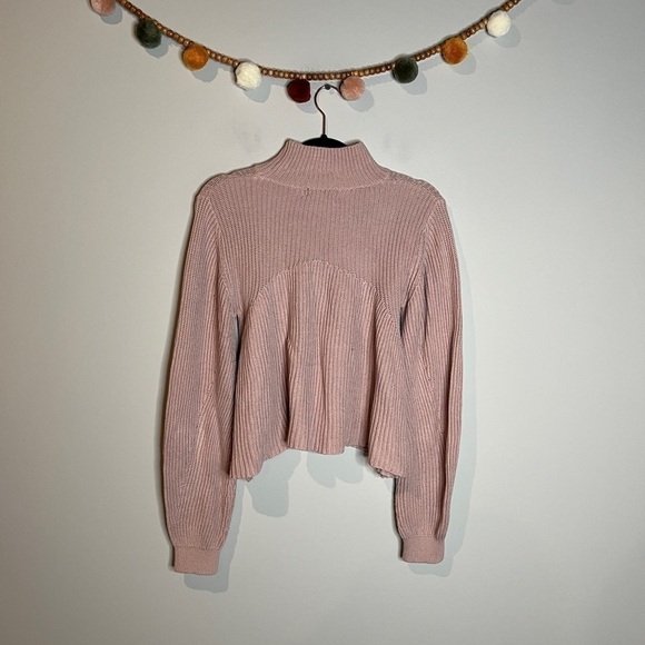 525 American blush pink mock neck trapeze sweater - Picture 2 of 5